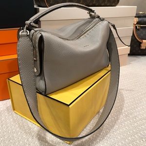 Fendi Gray Leather Shoulder Bag